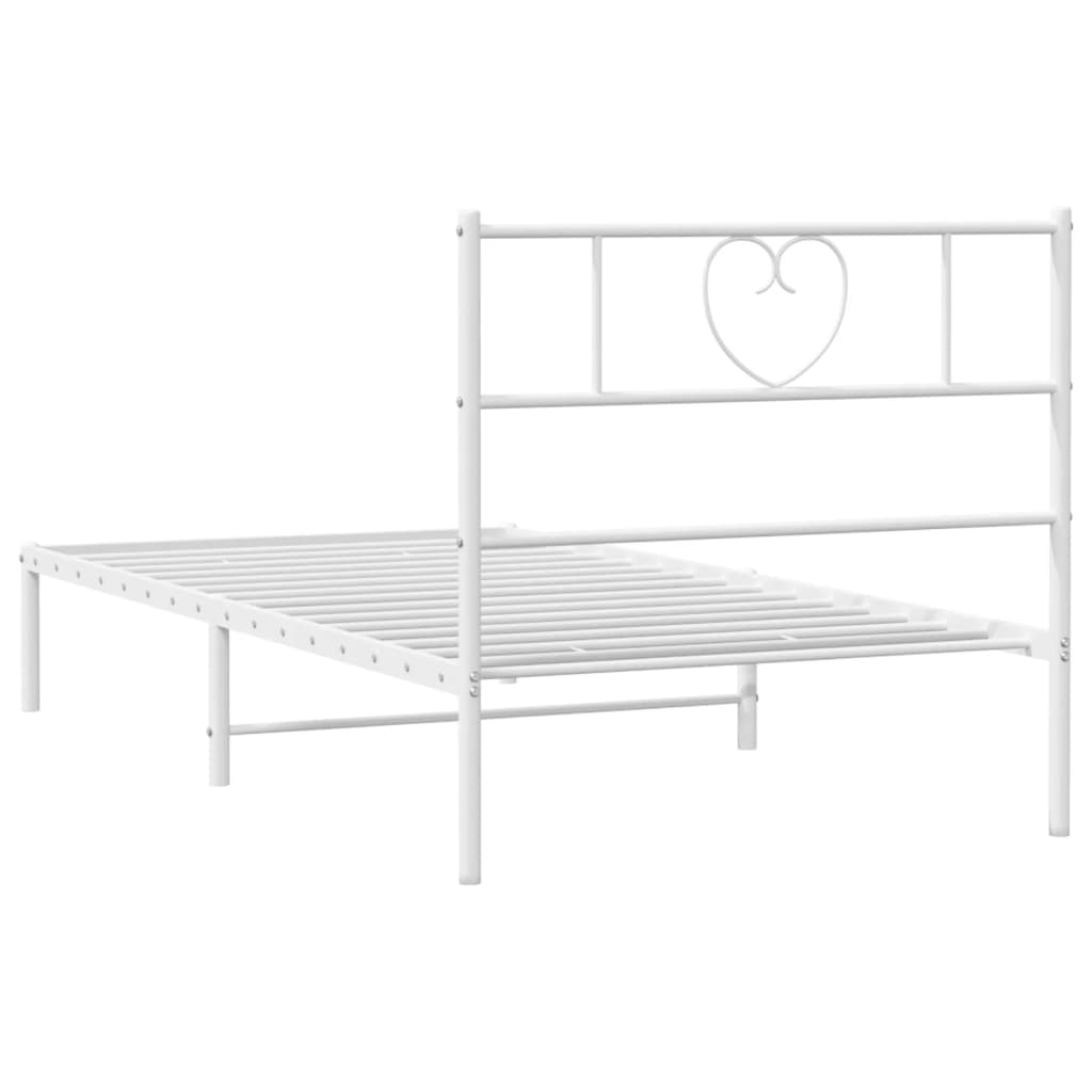 Metalni okvir za krevet s uzglavljem bijeli 90x200 cm