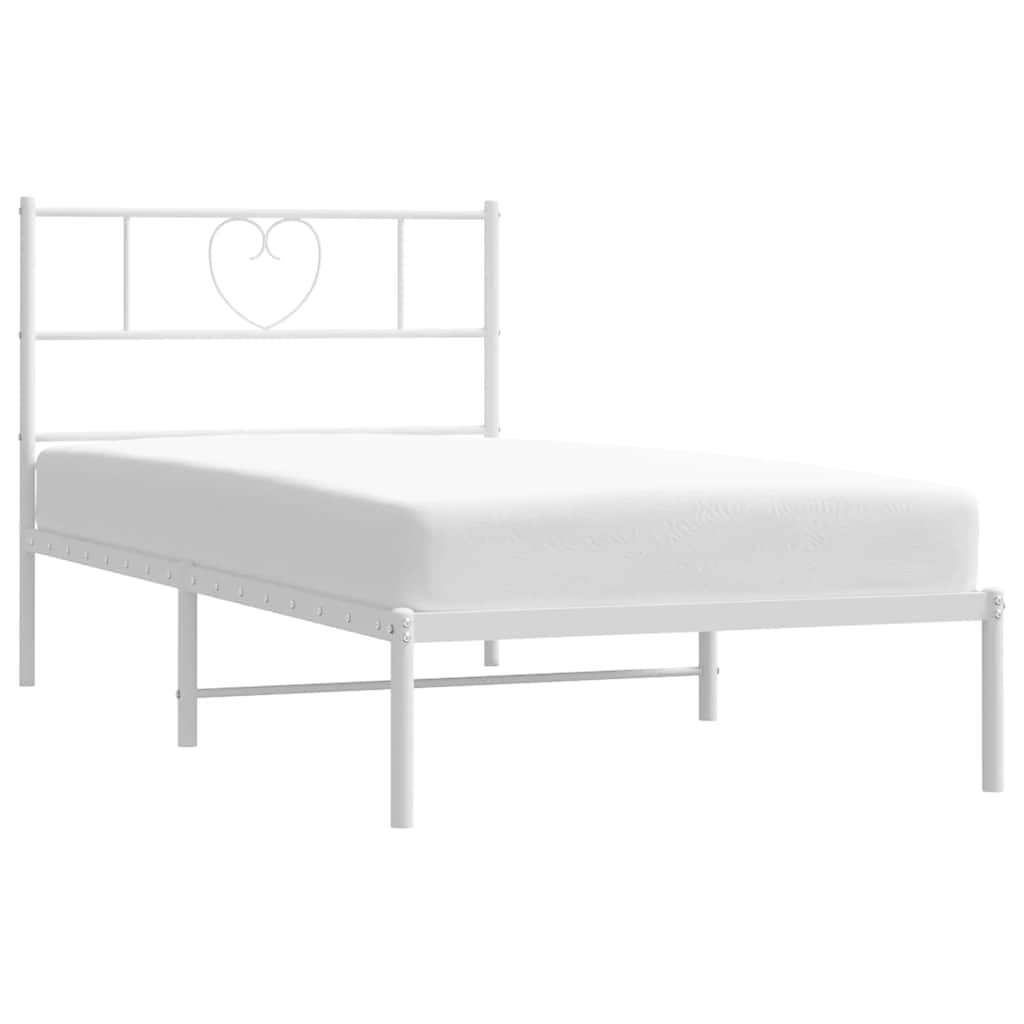 Metalni okvir za krevet s uzglavljem bijeli 100x190 cm