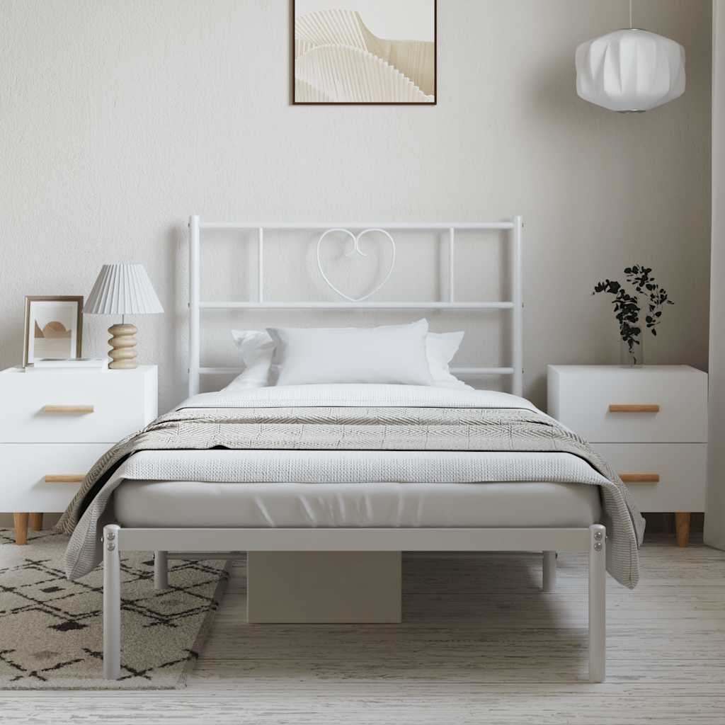 Metalni okvir za krevet s uzglavljem bijeli 100x190 cm