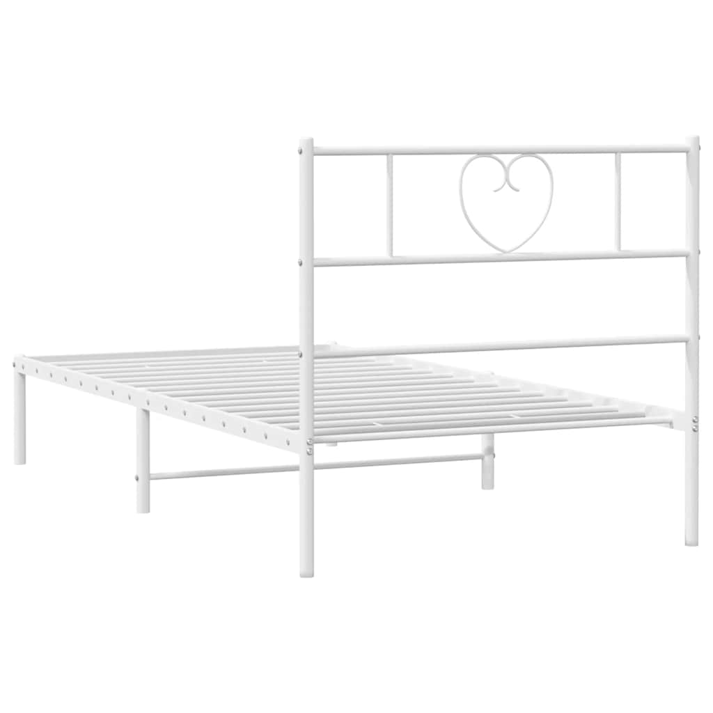 Metalni okvir za krevet s uzglavljem bijeli 100x190 cm