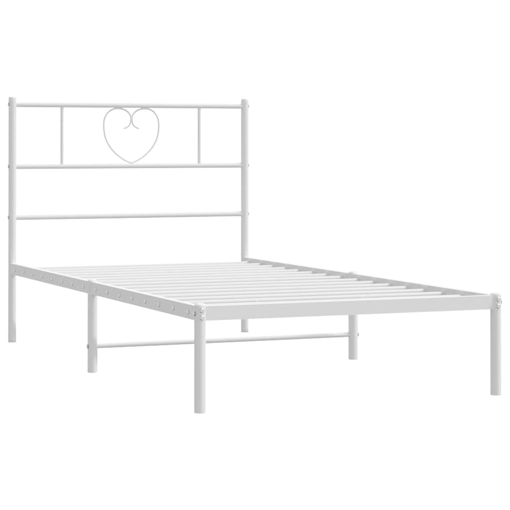 Metalni okvir za krevet s uzglavljem bijeli 100x200 cm