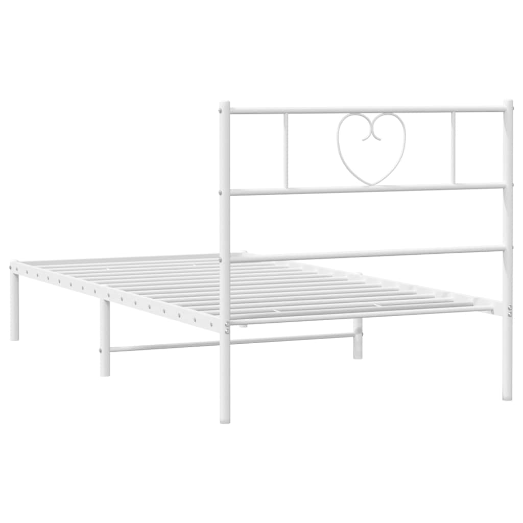 Metalni okvir za krevet s uzglavljem bijeli 100x200 cm