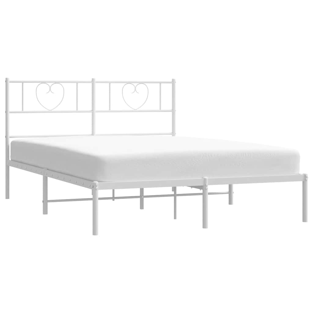 Metalni okvir za krevet s uzglavljem bijeli 135x190 cm