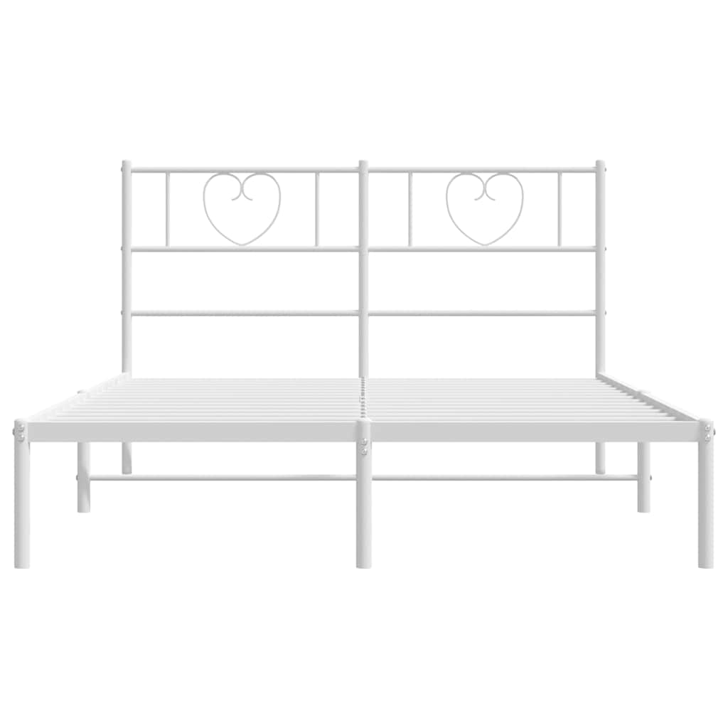 Metalni okvir za krevet s uzglavljem bijeli 135x190 cm