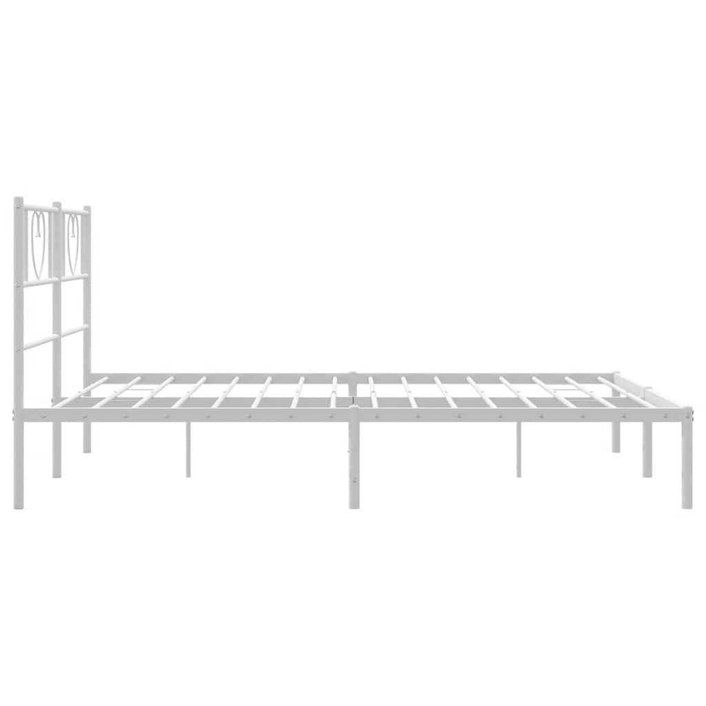 Metalni okvir za krevet s uzglavljem bijeli 135x190 cm