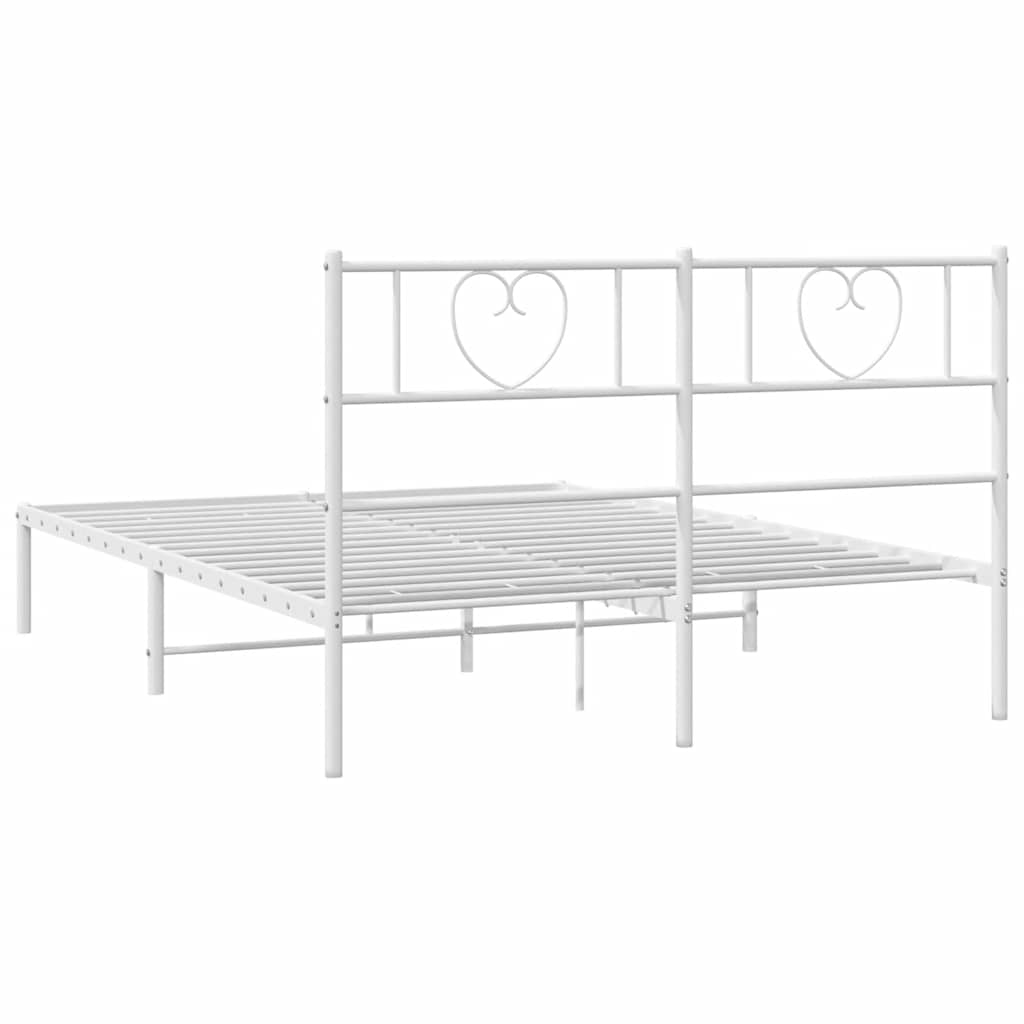 Metalni okvir za krevet s uzglavljem bijeli 135x190 cm