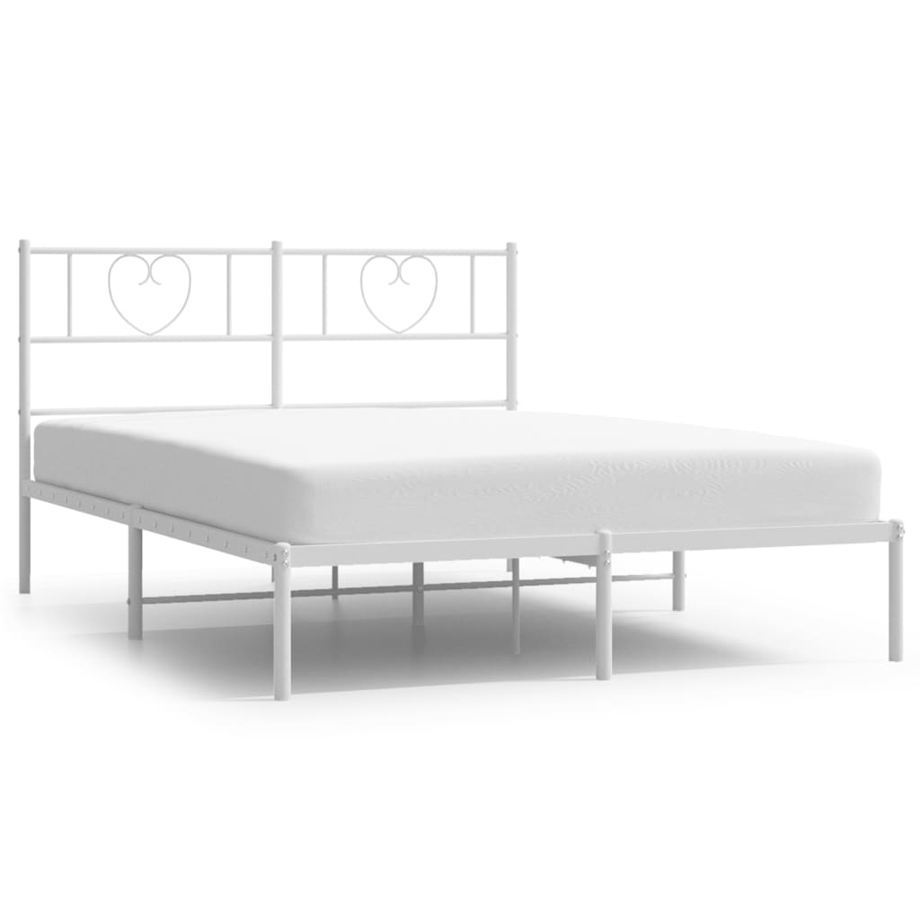 Metalni okvir za krevet s uzglavljem bijeli 140 x 190 cm