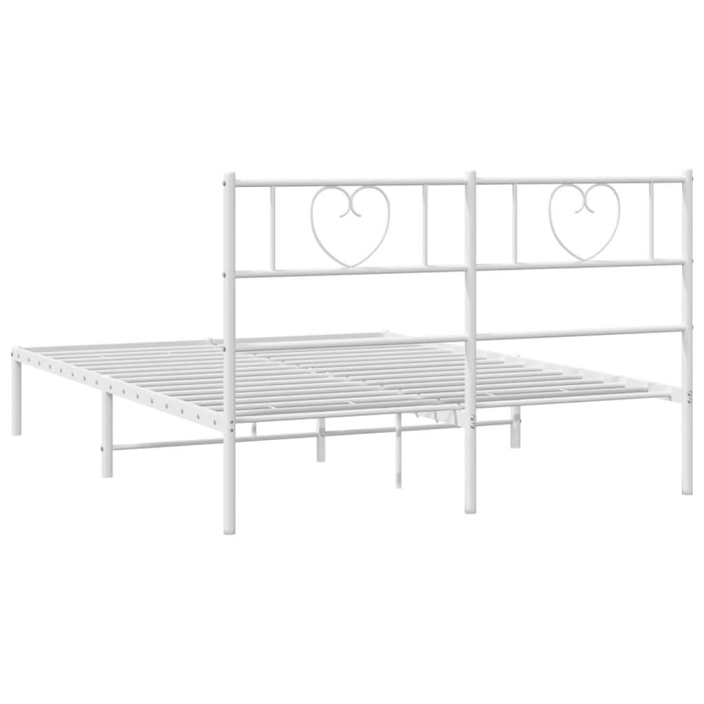 Metalni okvir za krevet s uzglavljem bijeli 140 x 190 cm