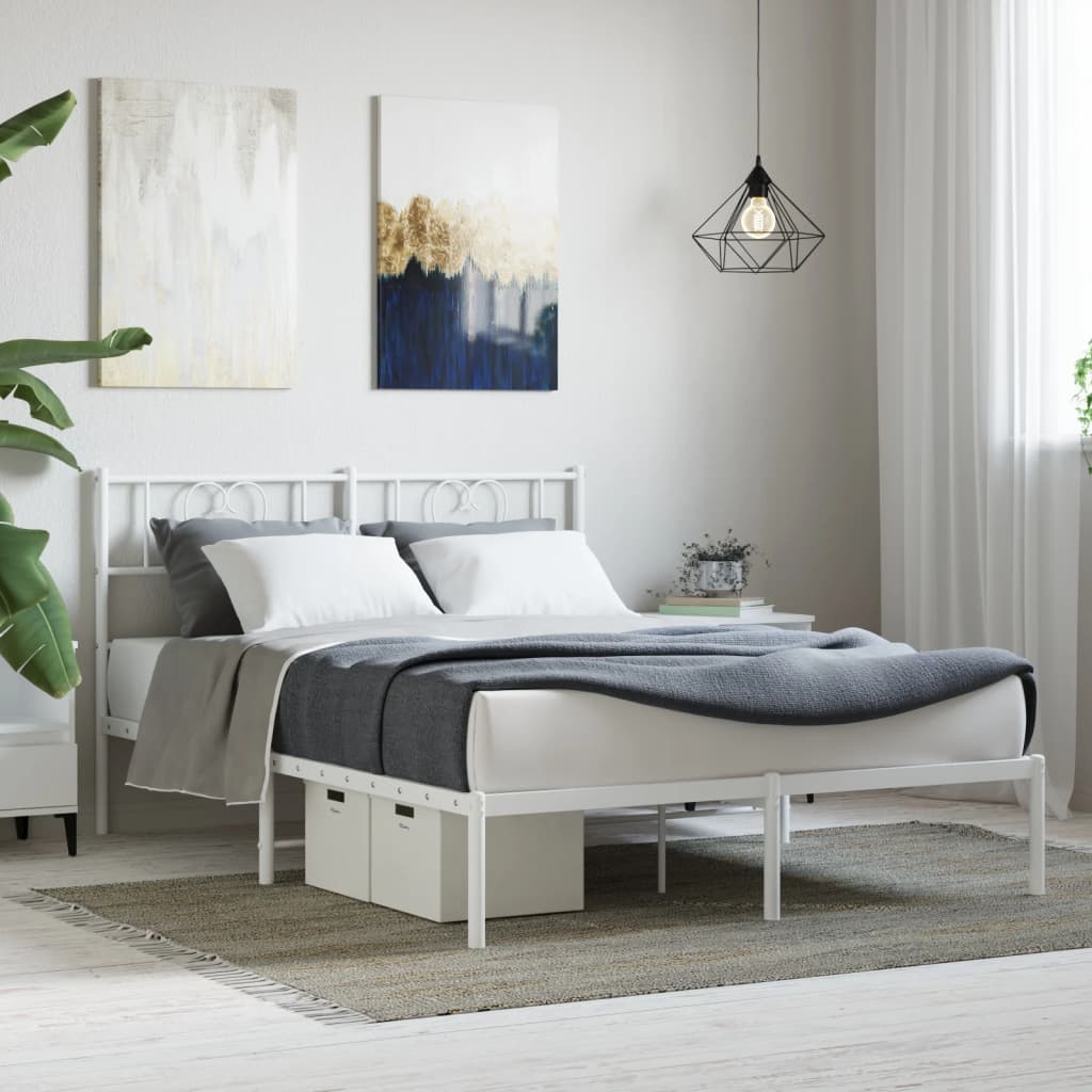 Metalni okvir za krevet s uzglavljem bijeli 140 x 190 cm