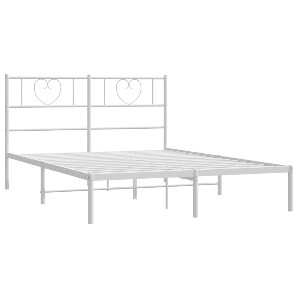 Metalni okvir za krevet s uzglavljem bijeli 140 x 200 cm