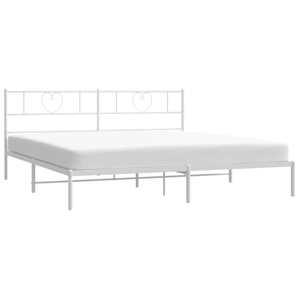 Metalni okvir za krevet s uzglavljem bijeli 180x200 cm