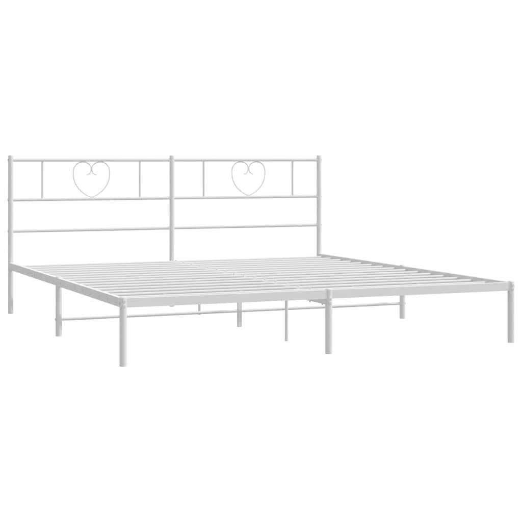 Metalni okvir za krevet s uzglavljem bijeli 180x200 cm