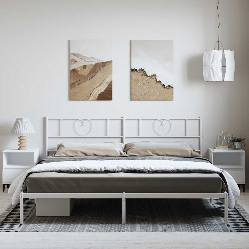 Metalni okvir za krevet s uzglavljem bijeli 183x213 cm