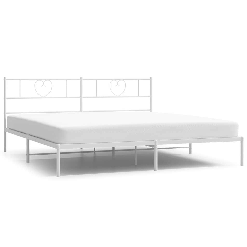 Metalni okvir za krevet s uzglavljem bijeli 193x203 cm