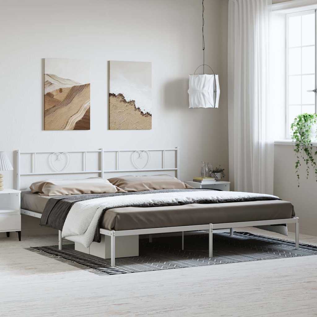 Metalni okvir za krevet s uzglavljem bijeli 193x203 cm