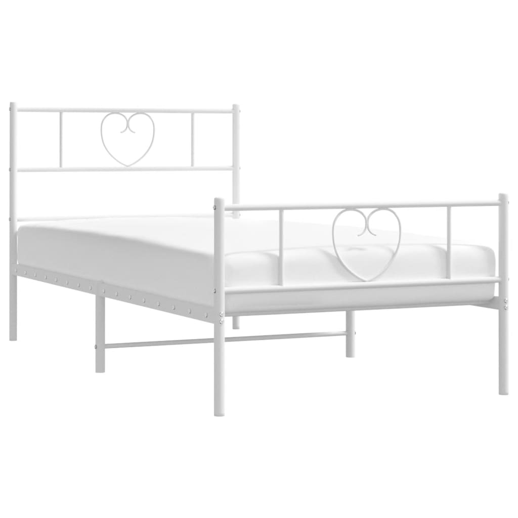Metalni okvir kreveta uzglavlje i podnožje bijeli 90x190 cm
