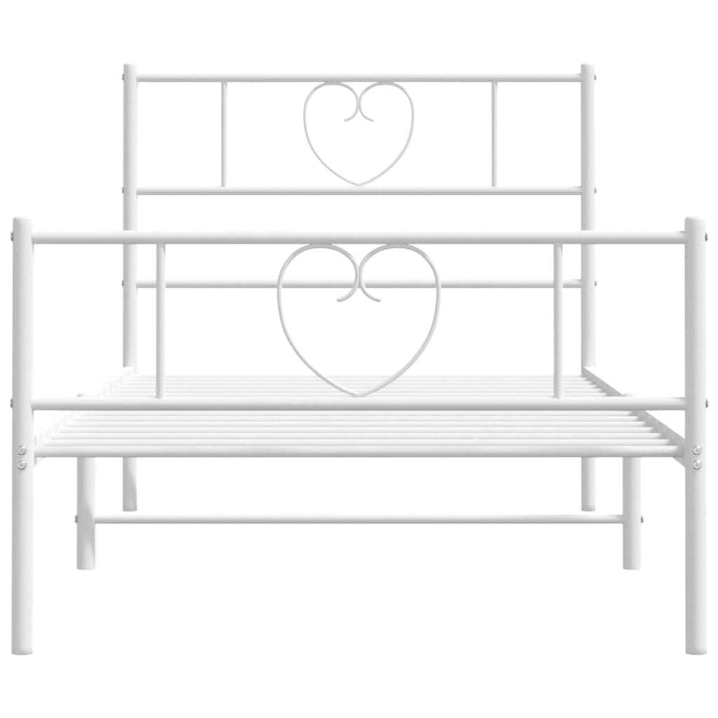 Metalni okvir kreveta uzglavlje i podnožje bijeli 90x190 cm