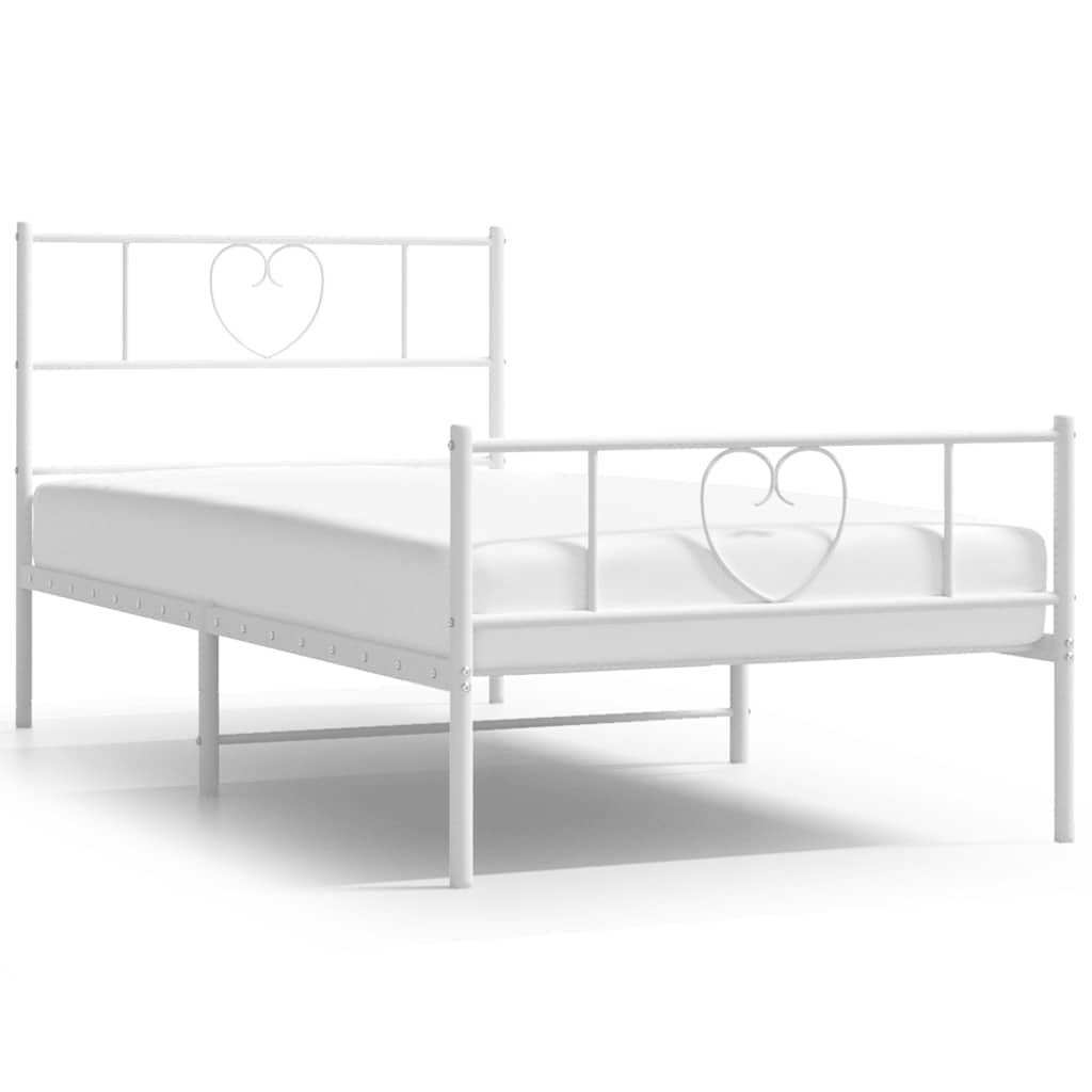 Metalni okvir kreveta uzglavlje i podnožje bijeli 100x200 cm