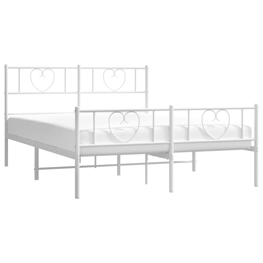 Metalni okvir kreveta uzglavlje i podnožje bijeli 140 x 190 cm