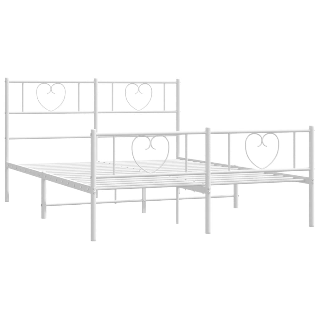 Metalni okvir kreveta uzglavlje i podnožje bijeli 140 x 190 cm