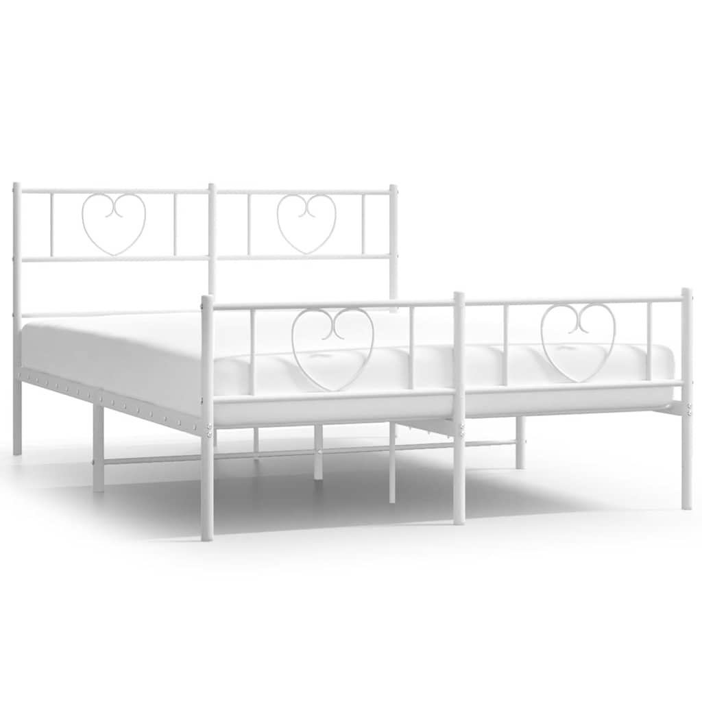 Metalni okvir kreveta uzglavlje i podnožje bijeli 150 x 200 cm