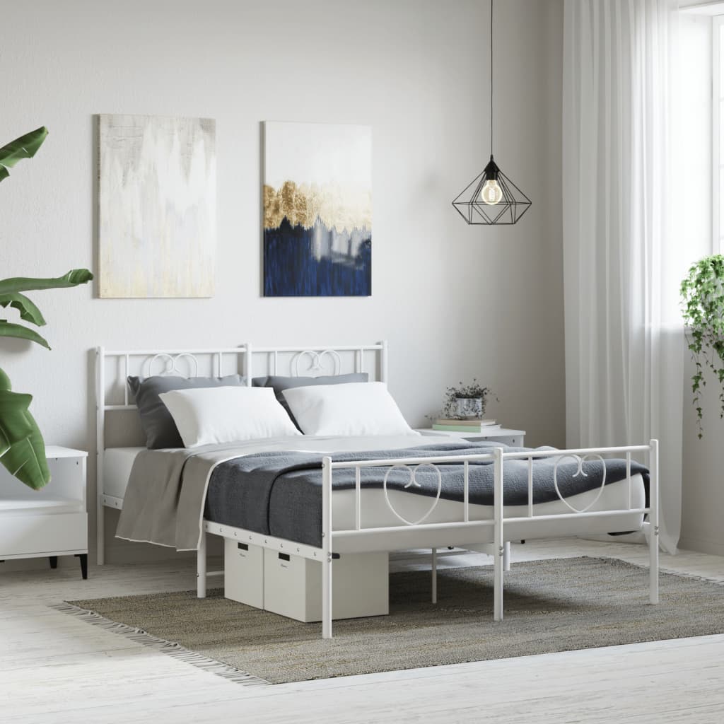 Metalni okvir kreveta uzglavlje i podnožje bijeli 160x200 cm