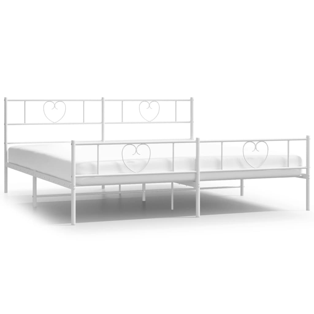 Metalni okvir kreveta uzglavlje i podnožje bijeli 180x200 cm