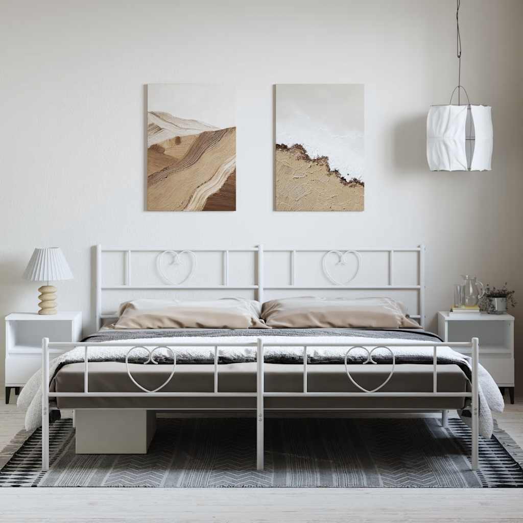 Metalni okvir kreveta uzglavlje i podnožje bijeli 183x213 cm