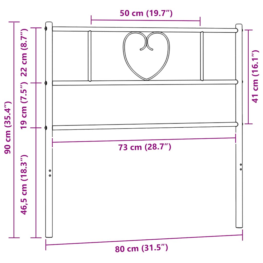 Metalno zamjensko uzglavlje bijelo 75 cm