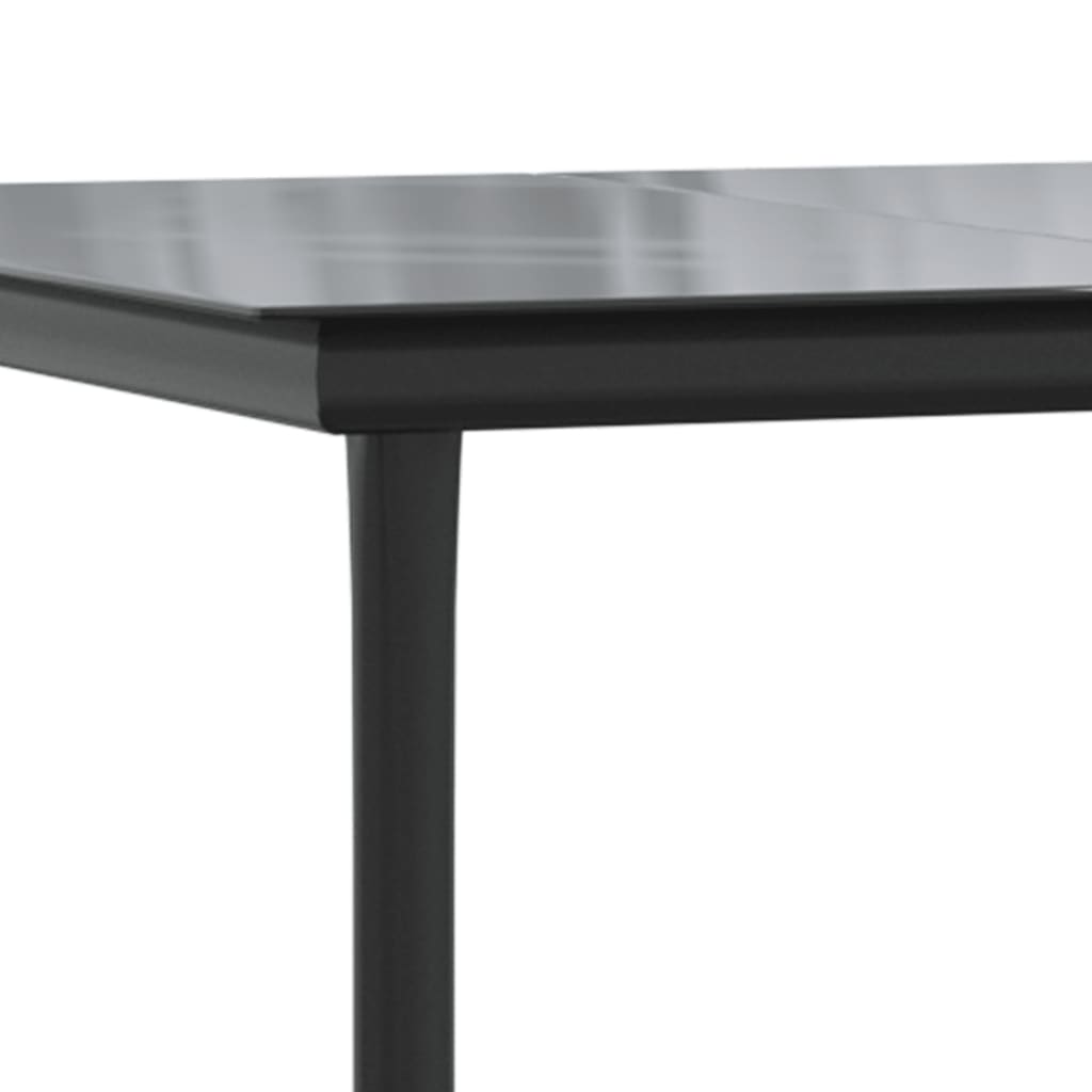 7-dijelni vrtni blagovaonski set crni od čelika i tekstilena