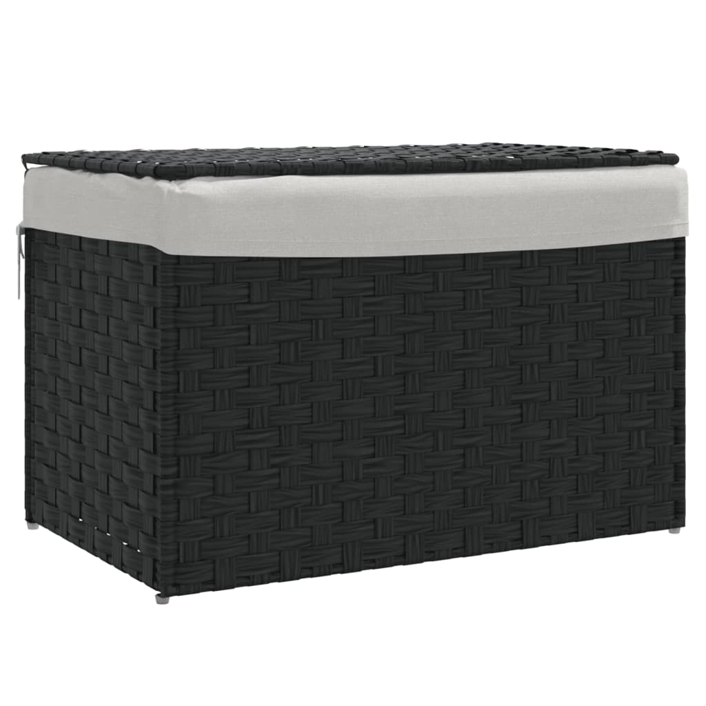 Košara za rublje s poklopcem crna 55,5x35x34 cm od poliratana