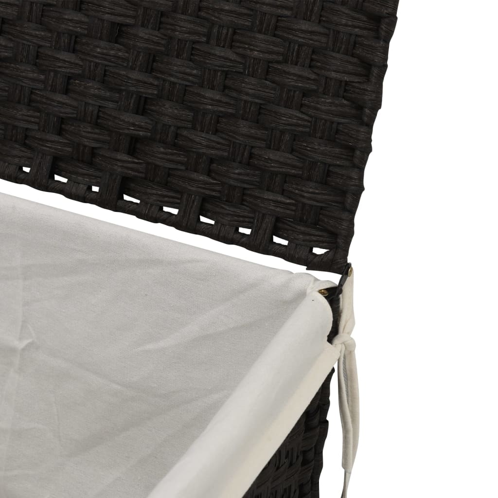 Košara za rublje s poklopcem crna 55,5x35x34 cm od poliratana