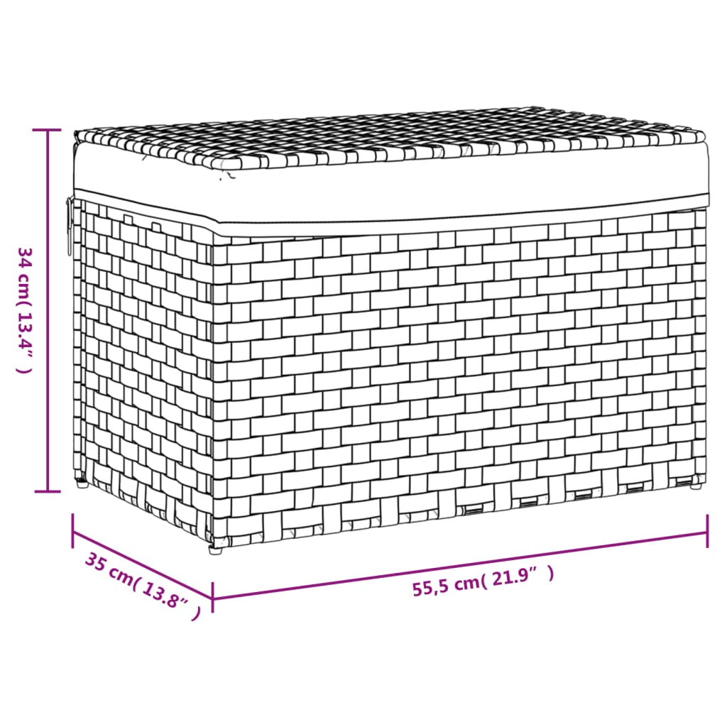 Košara za rublje s poklopcem crna 55,5x35x34 cm od poliratana
