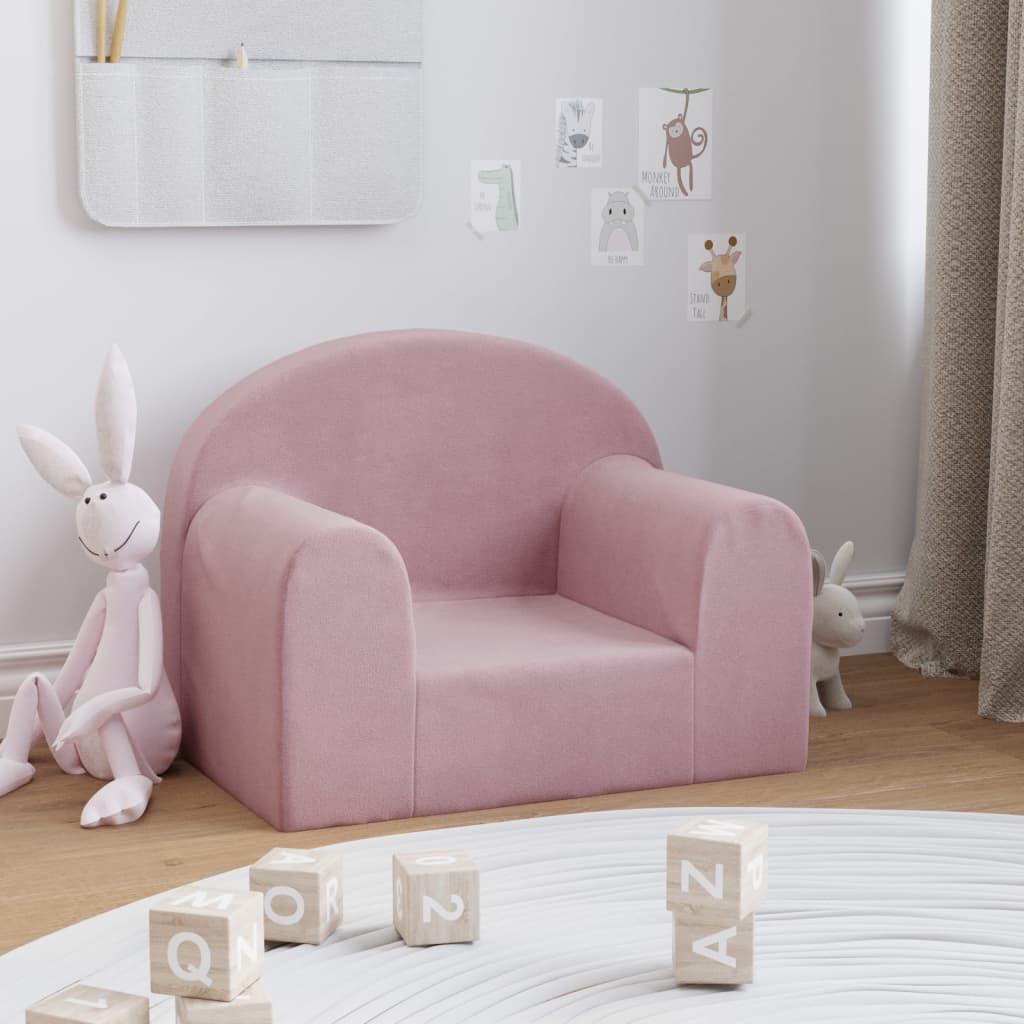 Dječja sofa ružičasta od mekanog pliša