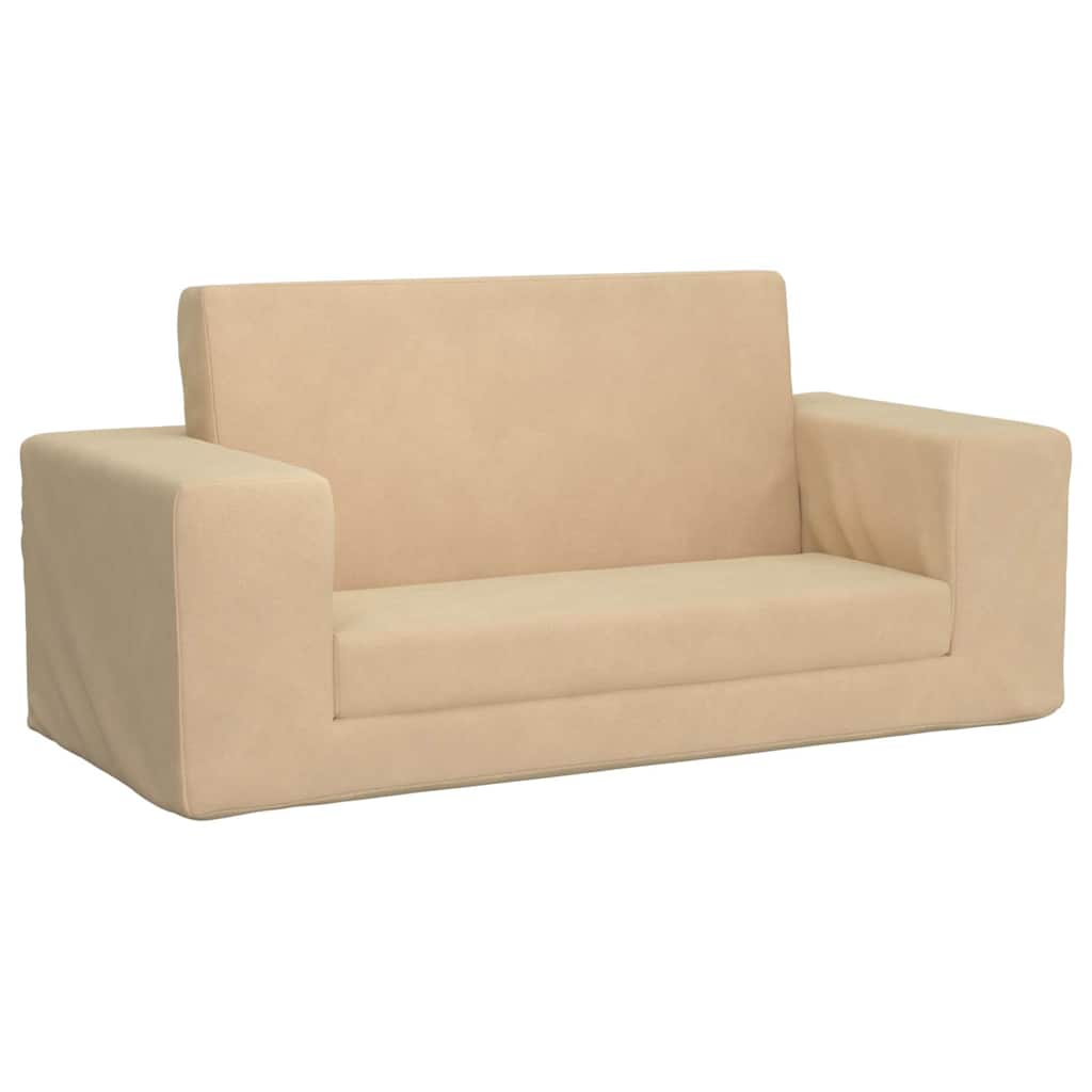 Dječji dvosjed na razvlačenje krem mekani plišani Krema Sofa bed