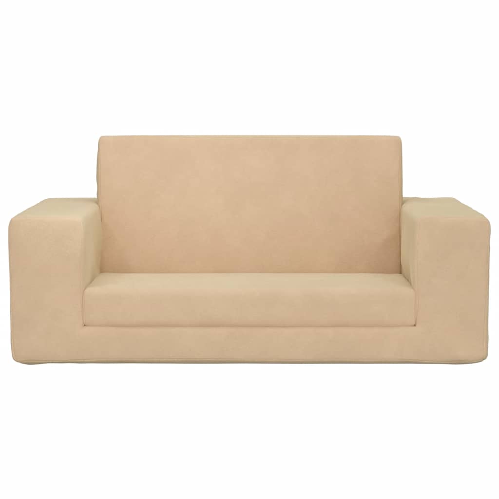 Dječji dvosjed na razvlačenje krem mekani plišani Krema Sofa bed