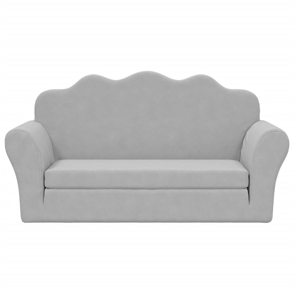 Dječji dvosjed na razvlačenje svjetlosivi mekani plišani