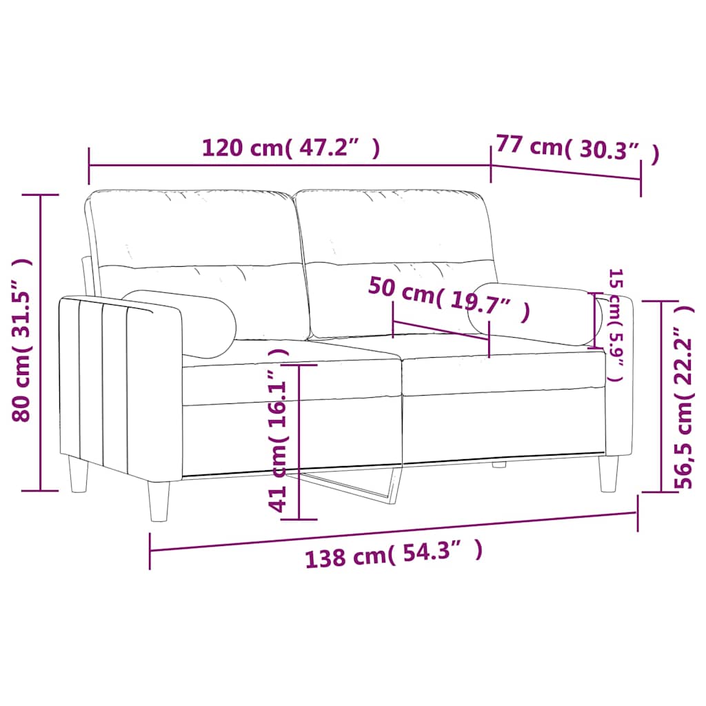 Dvosjed s ukrasnim jastucima crni 120 cm od tkanine