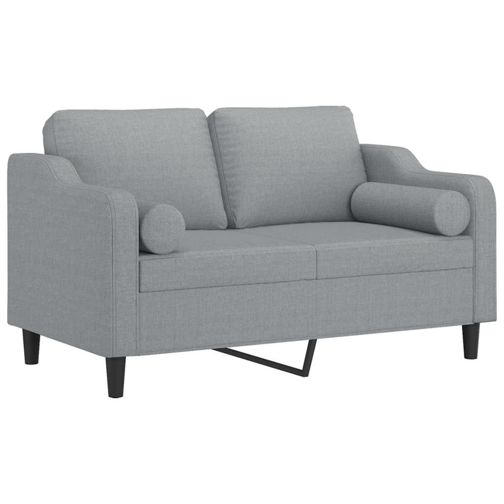 Dvosjed s ukrasnim jastucima svjetlosivi 120 cm od tkanine