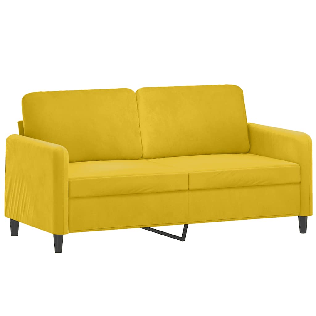 Dvosjed s ukrasnim jastucima žuti 140 cm baršunasti