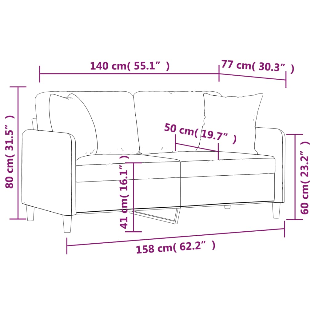 Dvosjed s ukrasnim jastucima krem 140 cm od tkanine
