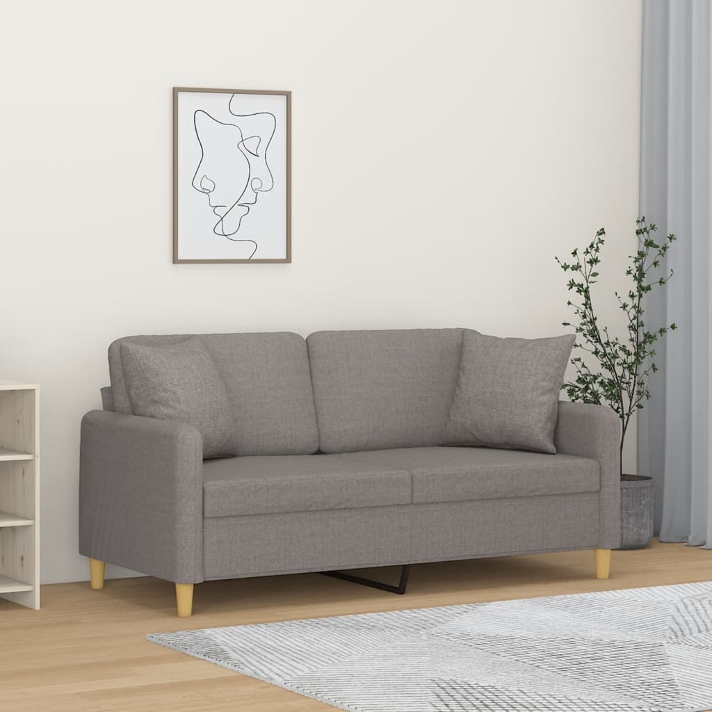 Dvosjed s ukrasnim jastucima smeđesivi 140 cm od tkanine Tupe