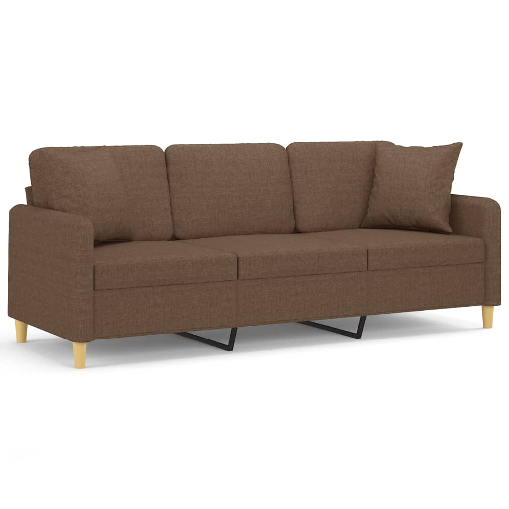 Trosjed s ukrasnim jastucima smeđi 180 cm od tkanine