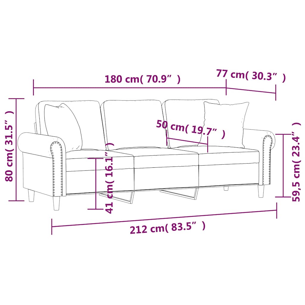 Trosjed s ukrasnim jastucima žuti 180 cm baršunasti