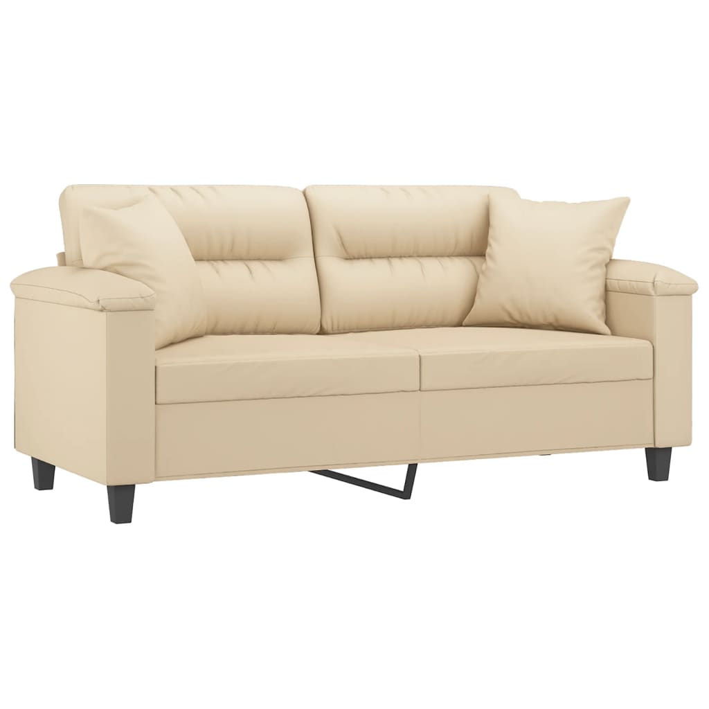 Dvosjed s jastucima krem 140 cm od mikrovlakana