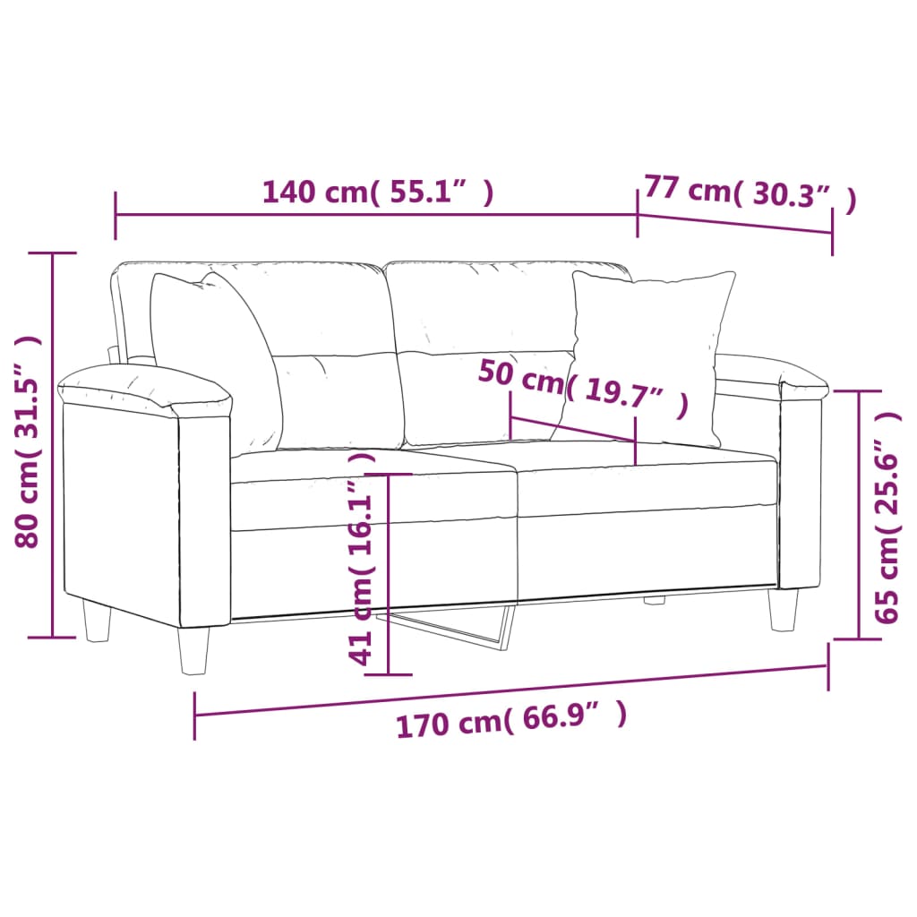 Dvosjed s jastucima krem 140 cm od mikrovlakana