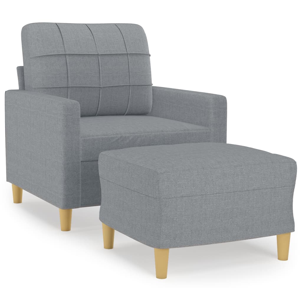 Fotelja s tabureom svjetlosiva 60 cm od tkanine