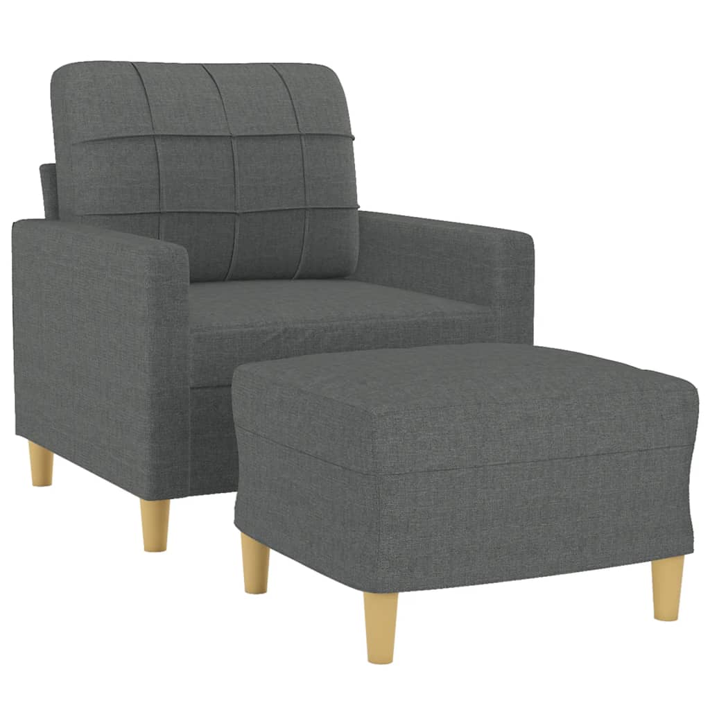 Fotelja s tabureom tamnosiva 60 cm od tkanine