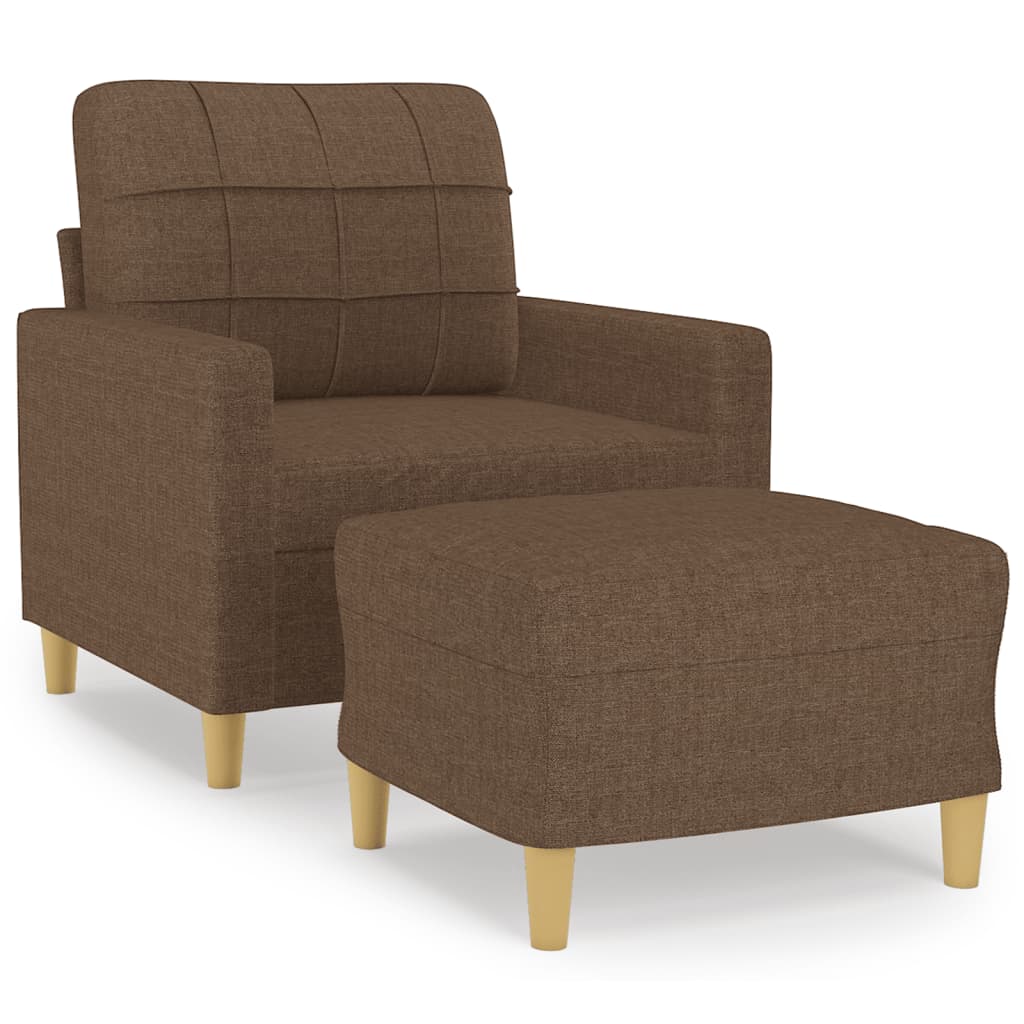 Fotelja s tabureom smeđa 60 cm od tkanine
