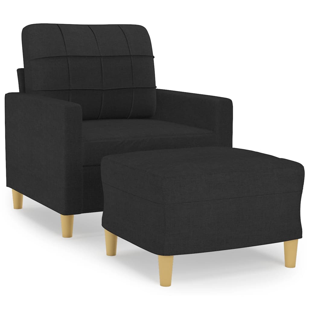 Fotelja s tabureom crna 60 cm od tkanine